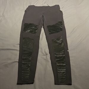 ALO Yoga Charcoal Leggings with Ribbed Panels